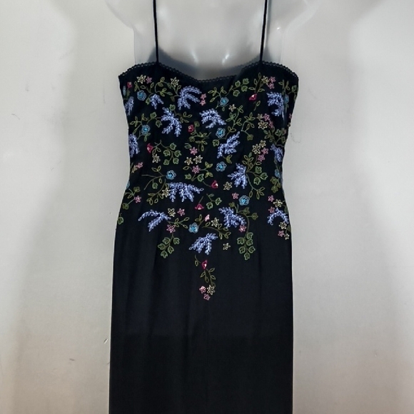 INC International Concepts Strapless Black Dress with Floral Embroidery - Picture 4 of 10